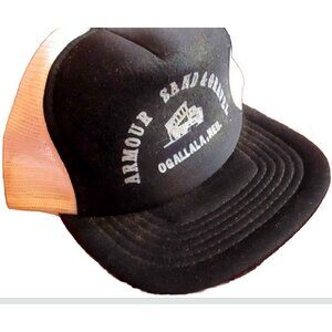 Mesh trucker Skater Cap  NEBRASKA SAND SUPPLY BLACK White OSFA USA True Vtg 80s